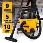 DEWALT 9 Gallon Wet/Dry VAC, Heavy-Duty Shop Vacuum with Attachments, 5 Peak HP - Image 2