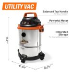 Armor All VOC408S 0901 4 Gallon 3 Peak HP Stainless Steel Wet/Dry Vacuum, Orange - Image 2