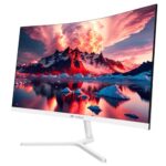 CRUA 24" FHD 100Hz Curved Monitor, 120% sRGB, HDMI/VGA, Frameless, White - Image 2