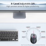 TECKNET 2.4G Wireless Mouse, 4800 DPI Ergonomic Computer Mouse, USB, Grey - Image 2