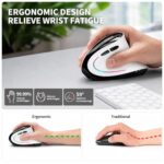 Uineer Ergonomic Wireless Vertical Mouse, 3-Mode Bluetooth 5.0/4.0 & 2.4GHz - Image 2