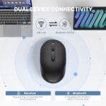 TECKNET 3-Device Portable Wireless Bluetooth Mouse for Laptop Black - Image 2