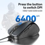 TECKNET USB Wired Mouse with Forward Backward Keys & 4 Adjustable DPI Gray - Image 2