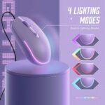 seenda Wired Mouse, RGB Backlit 1600 DPI Corded Mouse for Laptop/PC, Purple - Image 2
