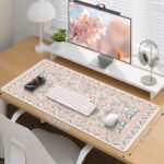 iCasso Desk Mat,Mouse Pad for Office Desk,35.4x15.7in,Pink Floral - Image 2