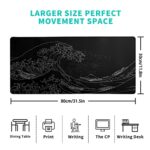 Brecoy Japanese Sea Wave Large Mouse Pad, Anime Black Gaming - Image 2