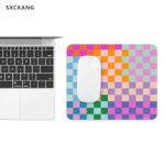 Cute Colorful Checkered Mouse Pad, Retro Purple Pink Blue Green Mousepad - Image 2