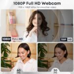 1080P HD Webcam with Microphone, Privacy Cover, Wide-Angle Lens - Image 2
