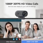 EMEET C100 1080P Webcam for PC w/Rotating Privacy Cover, Mic & Metal Clip - Image 2