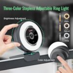 Angetube Streaming Webcam with Microphone, USB 1080P Web Cam w/Ring Light - Image 2