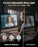 Atatat 2K Webcam for PC with Light, Microphone, Privacy Cover - Image 2