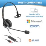 Arama USB Headset with Microphone (A600MONO) – Noise Cancelling - Image 2