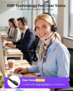Wireless Headset with Mic for Work With Charging Stand & USB Dongle - Image 2