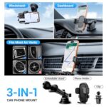 Fourpillars 3-in-1 Car Phone Mount Strongest Suction & Clamp - Image 2