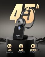 TECKNET Wireless Headset for Work Bluetooth Headphones with Mic USB Dongle - Image 2