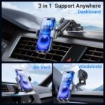 ACMEZING 3-in-1 Car Phone Holder, Suction Cup & Air Vent Dashboard Mount - Image 2
