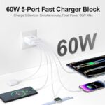 USB C Charger Block, 60W 5-Port Type C Charger Fast Charging Blocks - Image 2