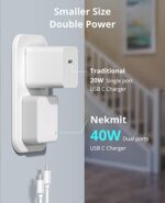 Nekmit Dual Port USB C Wall Charger, 40W PD Fast Charging USB C Wall Plug - Image 2