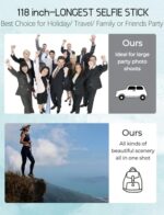 118'' 9.8ft Long Selfie Stick for iPhone, Android, Extended Super Long Pole - Image 2