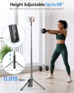 OMOTON 68" Magnetic Phone Tripod with Remote, Selfie Stick for iPhone Black - Image 2