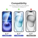 NEW'C 3 Pack Designed for iPhone 16, iPhone 15 Screen Protector (6.1 inches) - Image 2