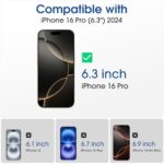 amFilm OneTouch for iPhone 16 Pro Screen Protector 6.3'' Tempered Glass - Image 2