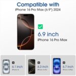 amFilm OneTouch for iPhone 16 Pro Max Screen Protector 6.9'' Tempered Glass - Image 2