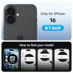 TAURI 4 in 1 for iPhone 16 Screen Protector, 3 Pack Tempered Glass Film + 1 Dust - Image 2
