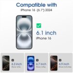 amFilm OneTouch for iPhone 16 Screen Protector 6.1'' Tempered Glass - Image 2
