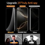 Wiaocit 3 Pack Tempered Glass Privacy Screen Protector for iPhone 16 Pro with 3 - Image 2
