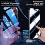 QHOHQ 3 Pack Screen Protector for iPhone 15 [6.1 Inch] with 3 Pack Camera Lens - Image 2