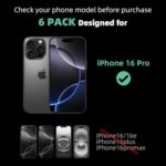 6 Pack Plastic Screen Protector Compatible for iPhone 16 pro 6.3-Inch - Image 2