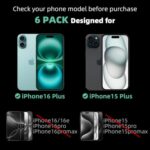 6 Pack Plastic Screen Protector Compatible for iPhone 16 Plus / 15 Plus 6.7-Inch - Image 2