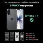 6 Pack Plastic Screen Protector Compatible for iPhone 17 6.3 inch 2025 - Image 2