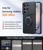 JAME for Samsung Galaxy S26 Ultra Case with Ring Stand & Slide Camera Cover - Image 2