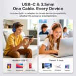 SIMOLIO Kids Wired Headphones for School, USB C to 3.5mm Dongle Stereo Sound - Image 2