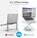 OMOTON Adjustable Laptop Stand for Desk 360° Rotating Base up to 17" Silver - Image 3