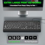 EDJO Large Print Ergonomic Keyboard, Full Size Keyboard with Wrist Rest - Image 3