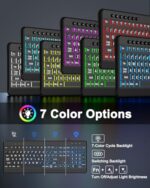 EDJO Large Print Backlit Wired Keyboard, Light Up USB Keyboard with 7-Colors - Image 3
