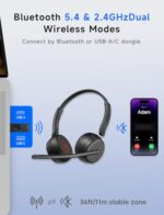 AOC Wireless Headset with Mic for Work, Bluetooth 5.4 Headphones with AI - Image 3