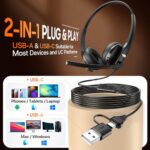 USB Headset with Microphone for PC,Wired Computer Laptop Headset with Noise - Image 3