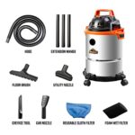 Armor All VOC408S 0901 4 Gallon 3 Peak HP Stainless Steel Wet/Dry Vacuum, Orange - Image 3