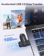 KEXIN 128GB USB C Flash Drive Dual Thumb Drive 100MB/s Swivel USB-A & Type-C USB - Image 3