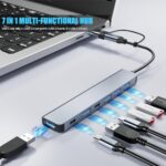 Aluminum 7 in 1 USB C/USB Hub, 2* USB C and 5* USB, USB 3.0 and USB 2.0 Ports - Image 3
