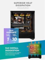 darkFlash DY460 ATX Full Tower PC Case, 4 ARGB Fans, High Airflow,Black - Image 3