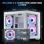 darkFlash ITX PC Case, Pre-Install 3 PWM ARGB Fans Computer Case - Image 3