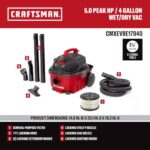 CRAFTSMAN CMXEVBE17040 4 Gallon 5.0 Peak HP Wet Dry Shop Vacuum - Image 3