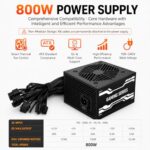 800W Gaming Power Supply, ATX 3.1 PSU, GPUs, semi-Passive 120mm Fan - Image 3