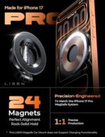 LISEN for MagSafe Car Mount for iPhone 17 Pro Max [24 Strong Magnets] Classic - Image 3