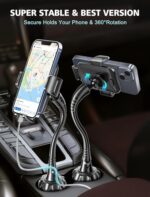 [Upgraded] Cup Holder Phone Holder for Car, Phone Mount Universal Adjustable - Image 3